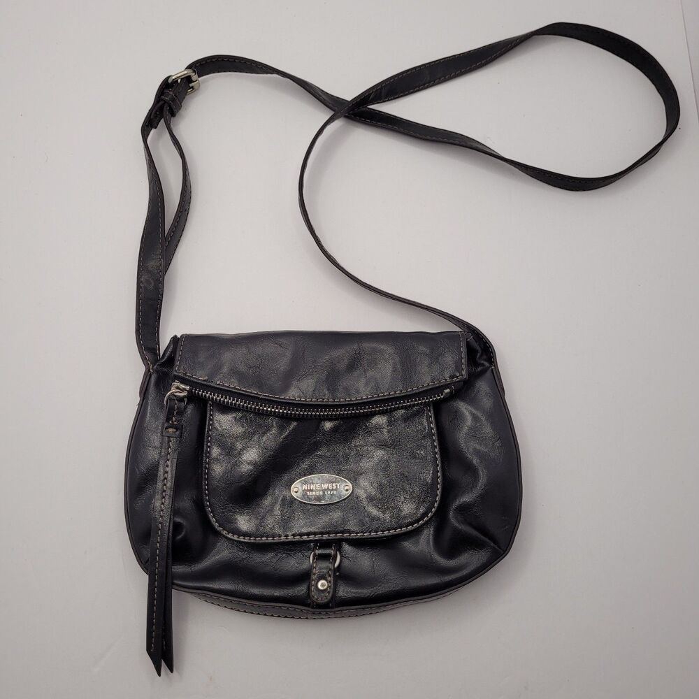 Vintage Nine West Purse Crossbody Faux Leather Black Y2k Festival